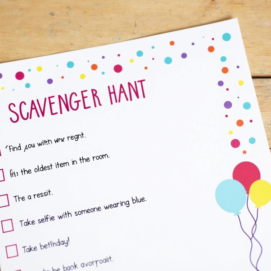 Printable Birthday Scavenger Hunt for Adults