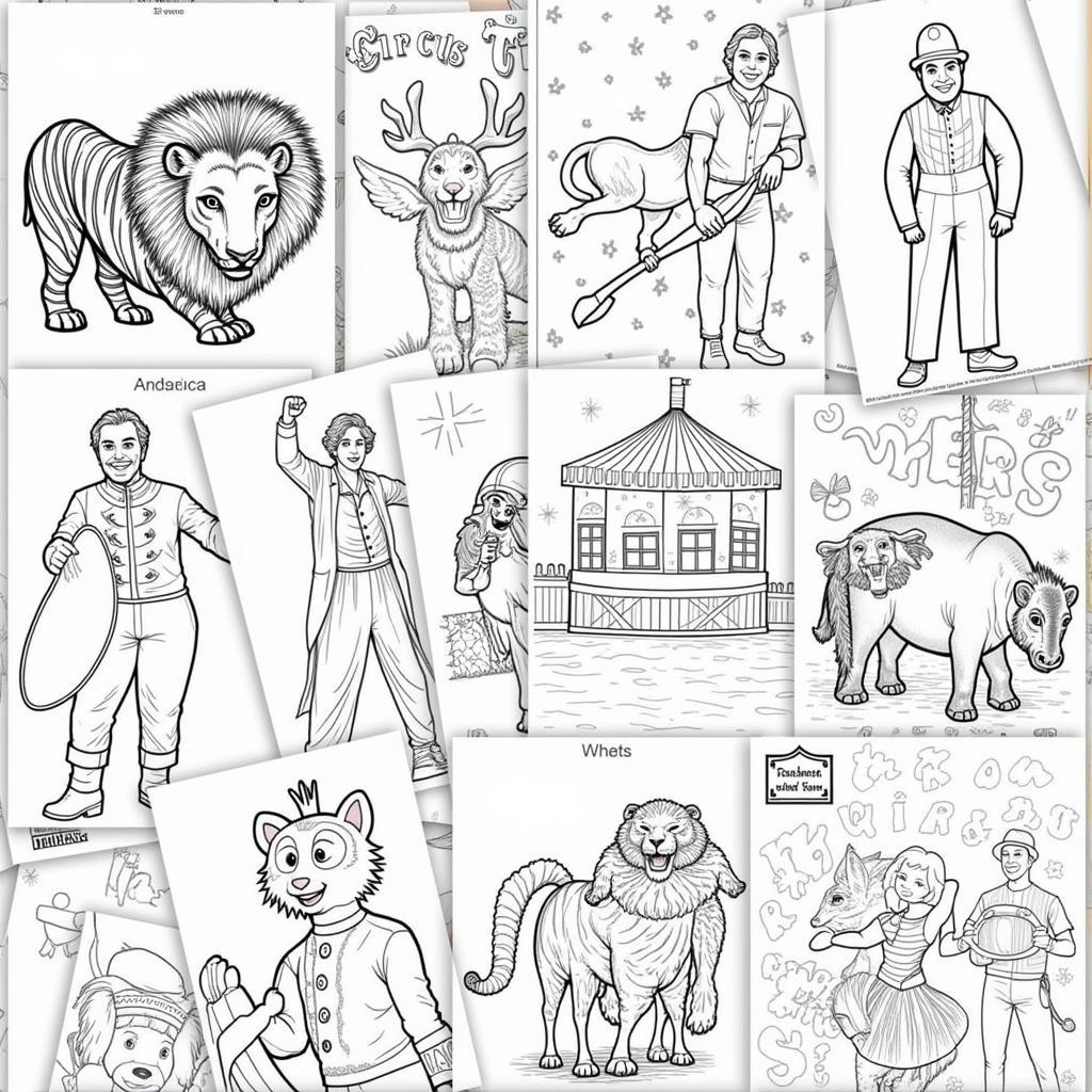 Collection of Printable Circus Coloring Pages Featuring Various Animals and Performers