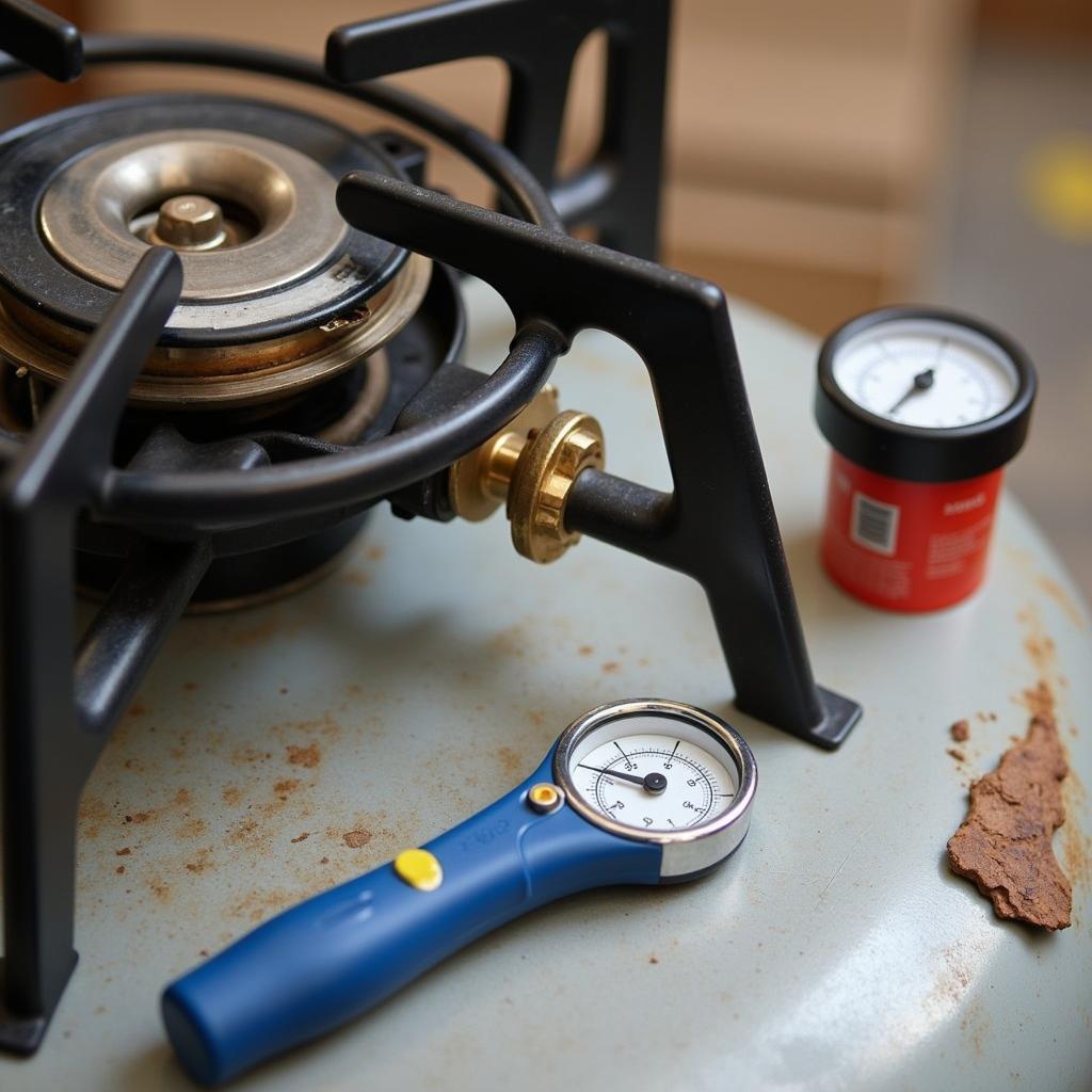 Propane tank with safety inspection tools