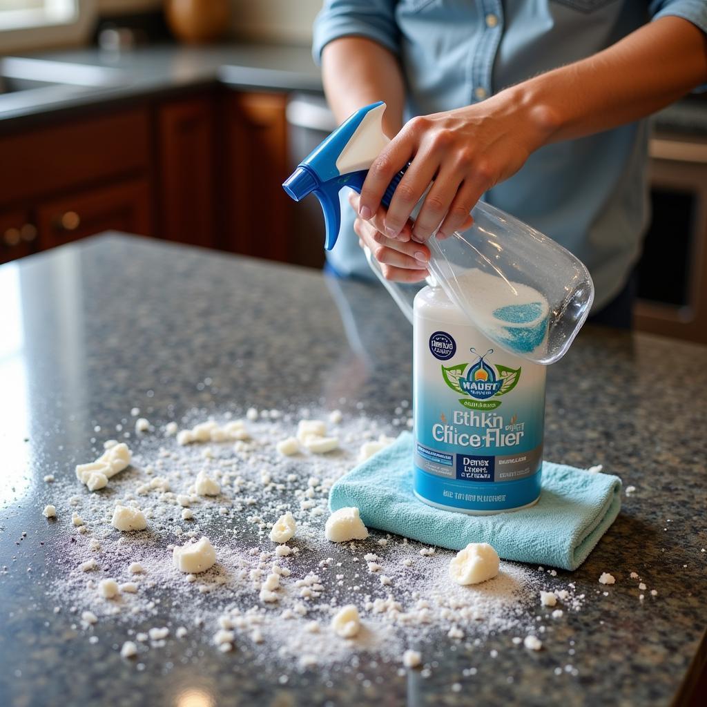 Rinse-free cleaner being applied to a dirty surface