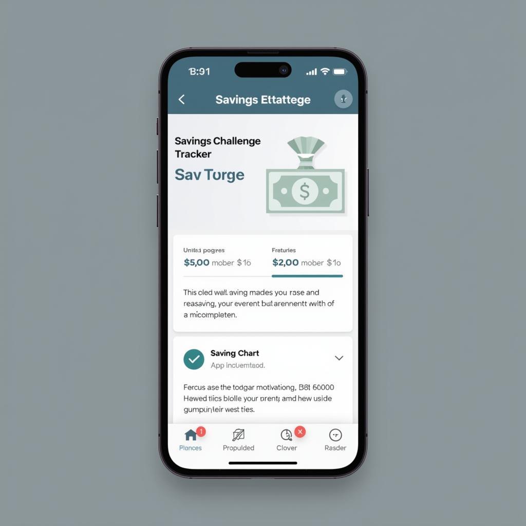 Savings Challenge Tracker App on Smartphone