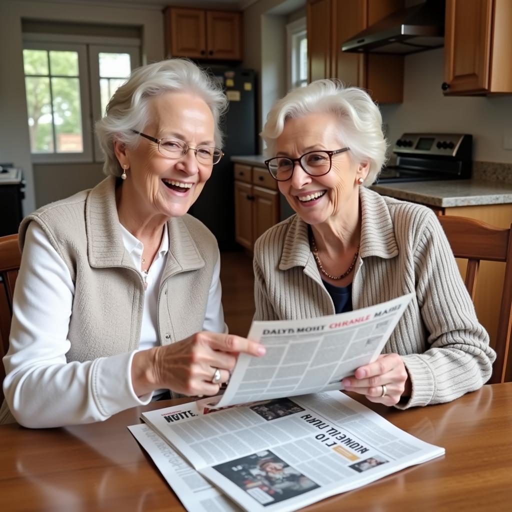 Senior sharing a daily chronicle with a friend