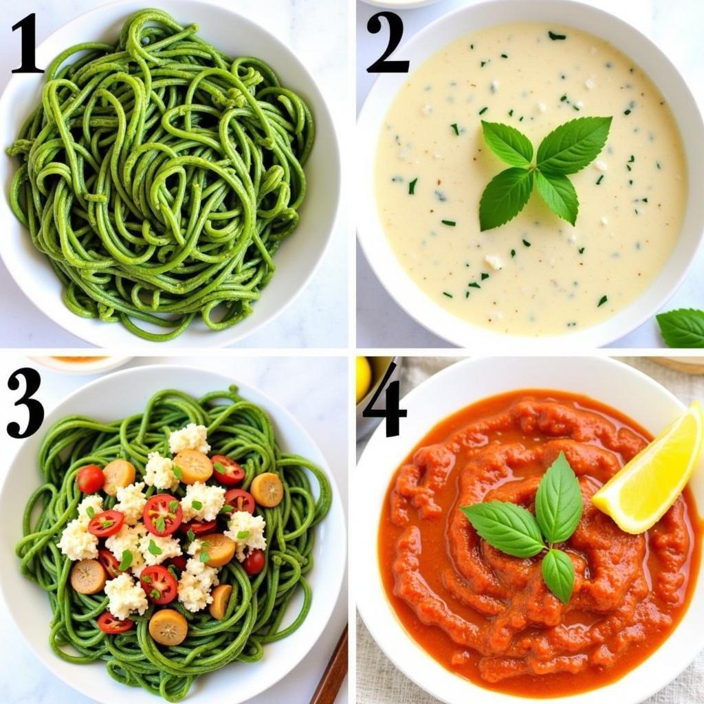 Serving Gluten-Free Spinach Pasta with Different Sauces