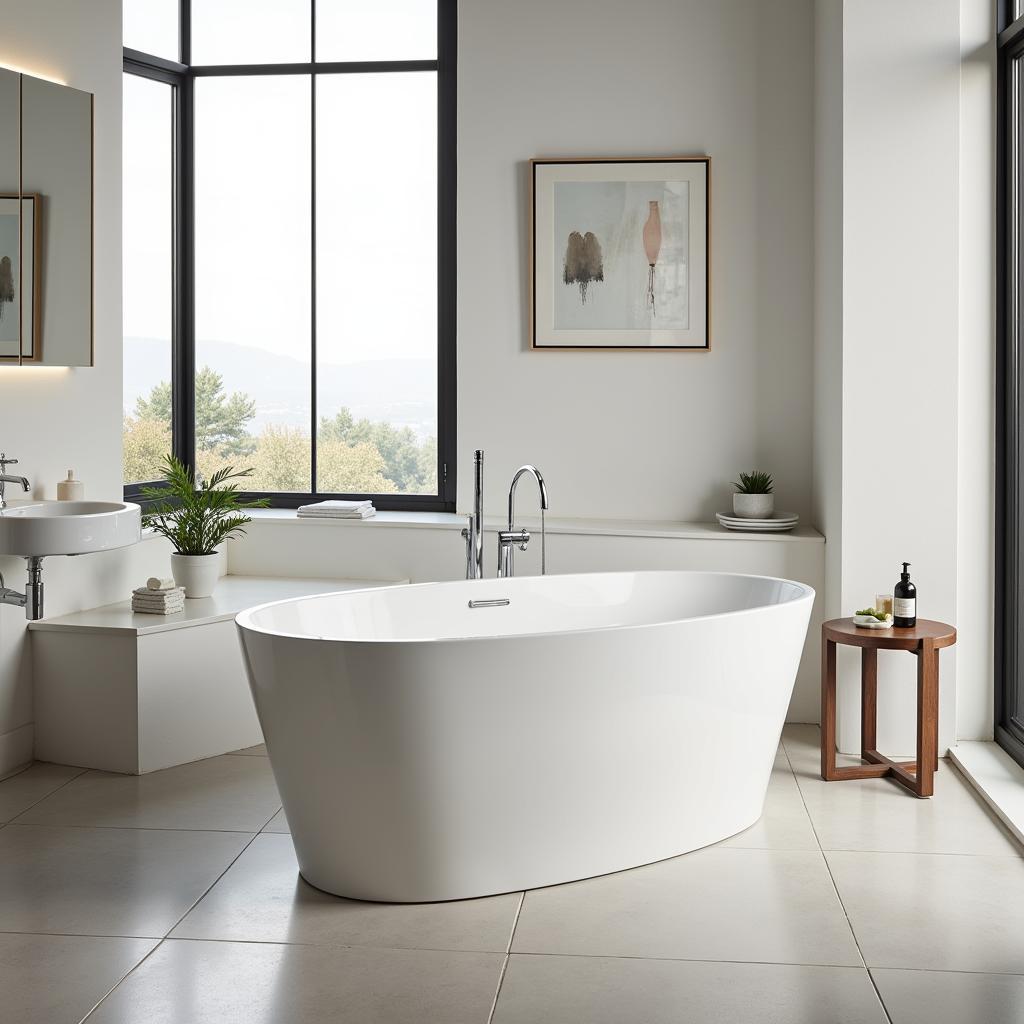 Small Free Standing Tub in a Modern Bathroom