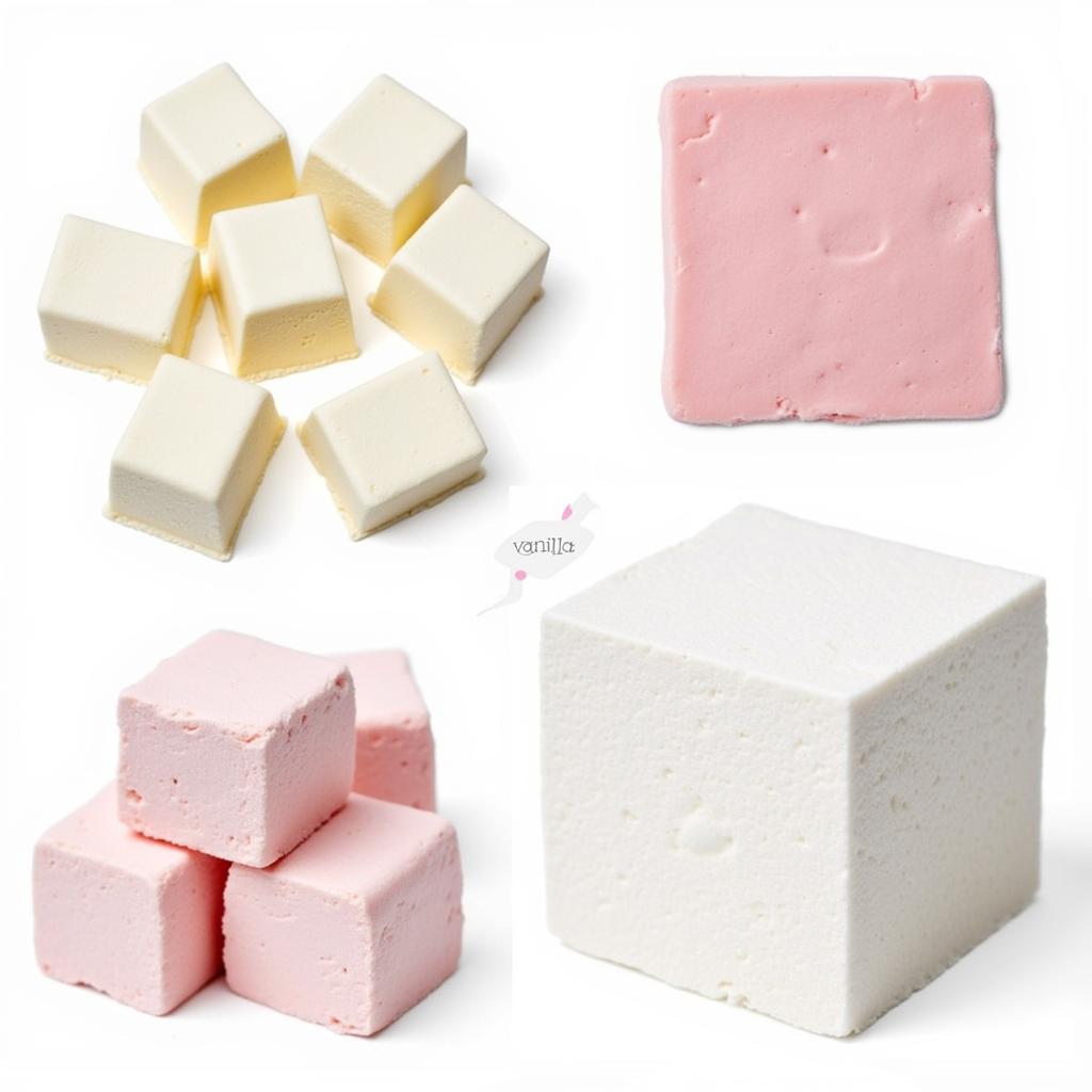 Various soy-free vegan marshmallows in different shapes and colors