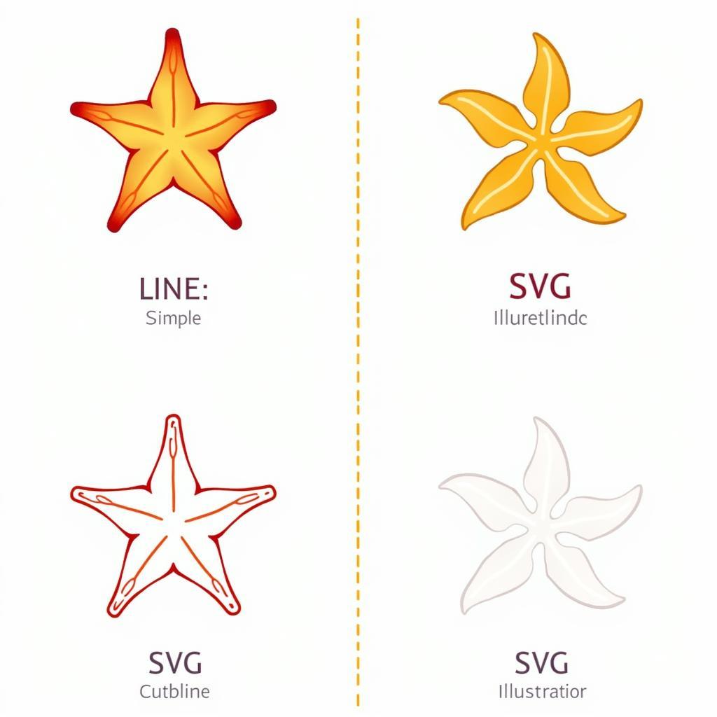 Different Starfish SVG Formats - Outline vs. Detailed