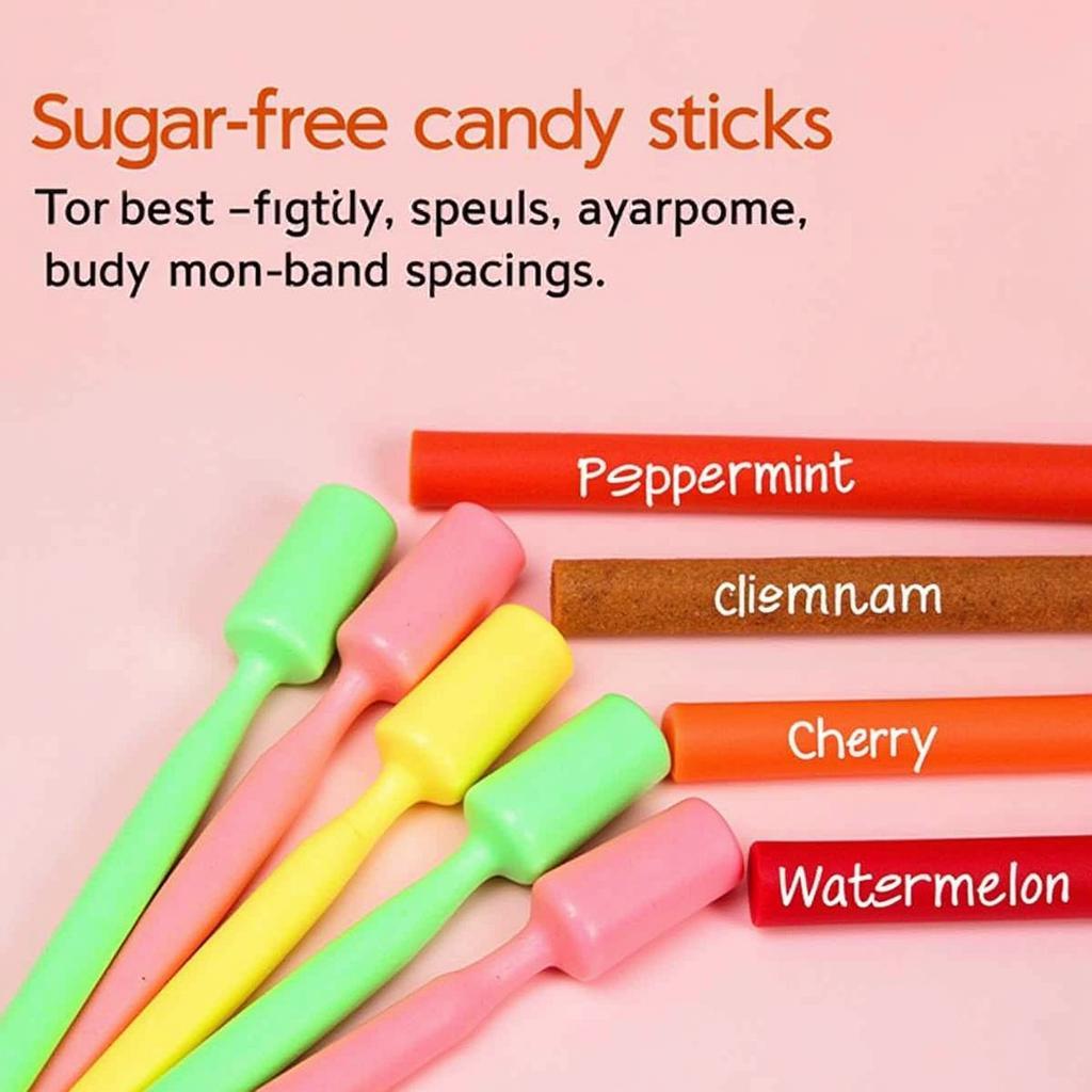 Variety of sugar-free candy sticks in different flavors.