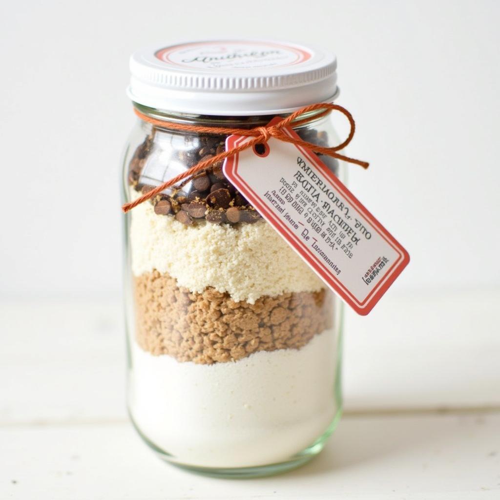 Sugar-free cookie mix layered in a jar, ready for gifting or baking.