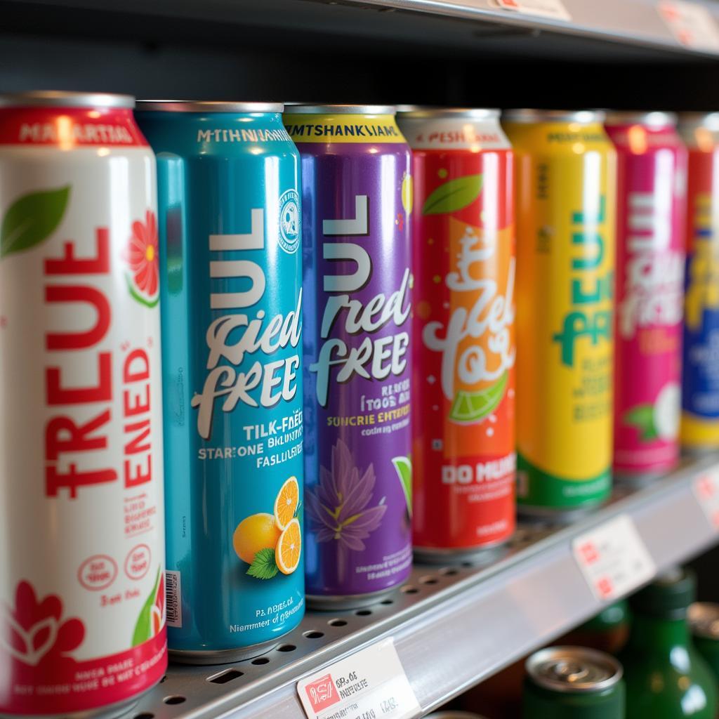 Sugar-Free Feel Free Energy Drinks on a Shelf