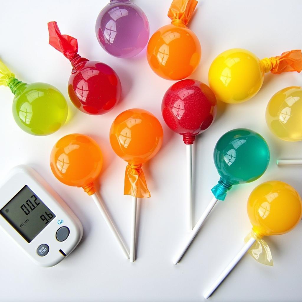 Sugar-free lollipops in various flavors suitable for people with diabetes.