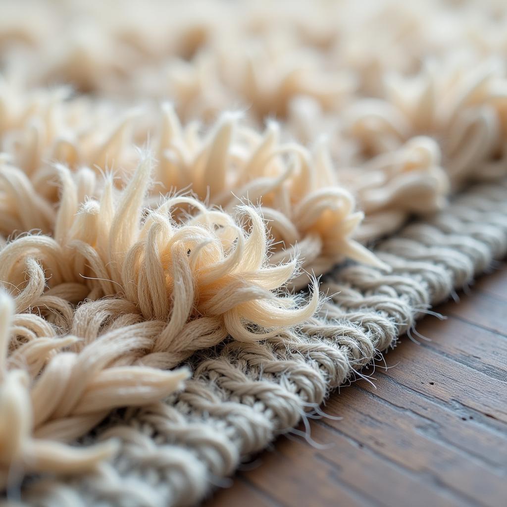 Close-up view of a synthetic fiber rug, highlighting its tight weave