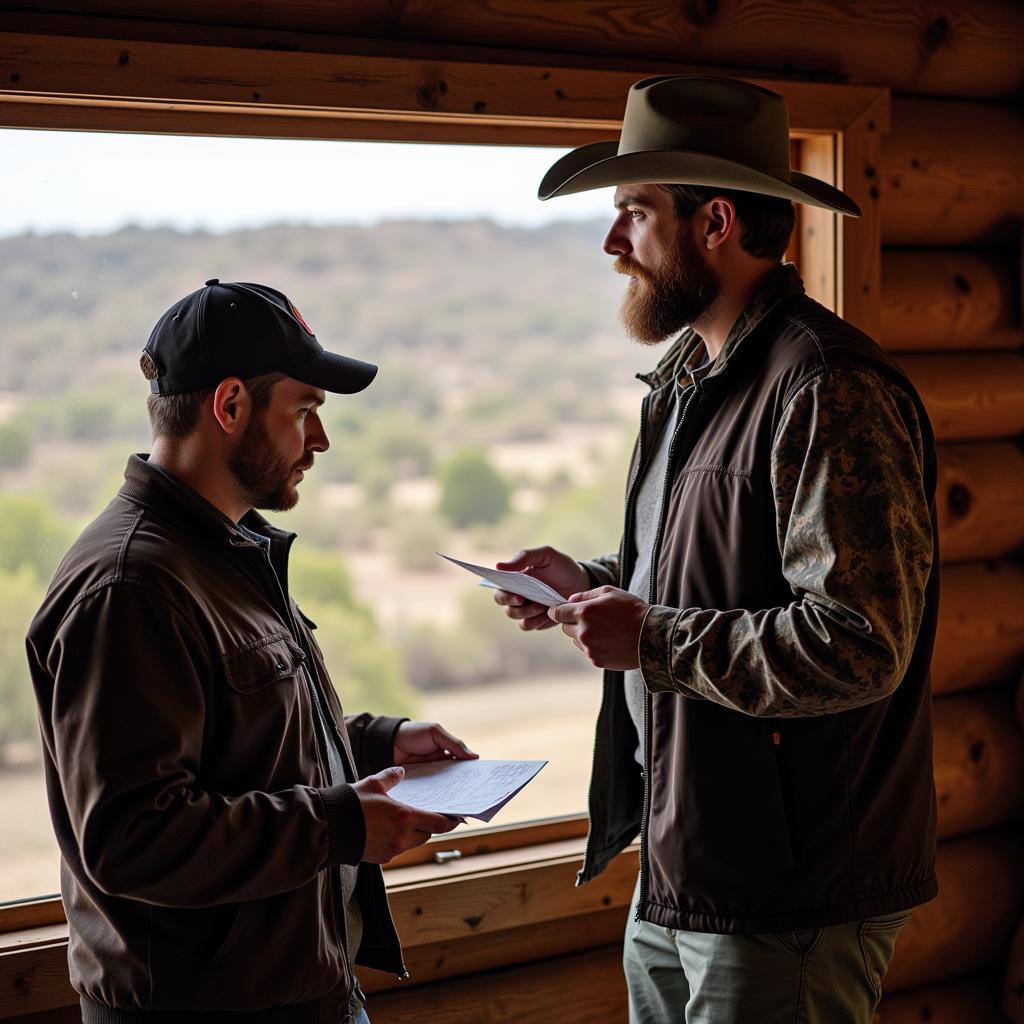 Hunter consulting with a Texas hunting outfitter