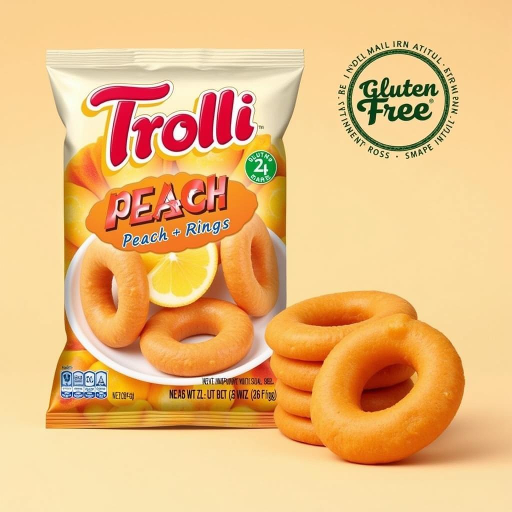 Trolli Peach Rings Gluten-Free Packaging Label