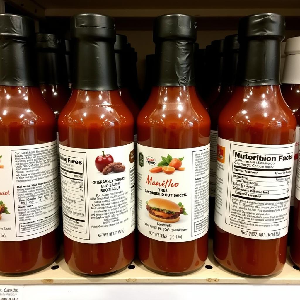 A selection of different brands of corn syrup free BBQ sauce.