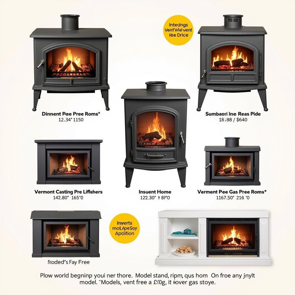 Different Models of Vermont Castings Vent-Free Gas Stoves