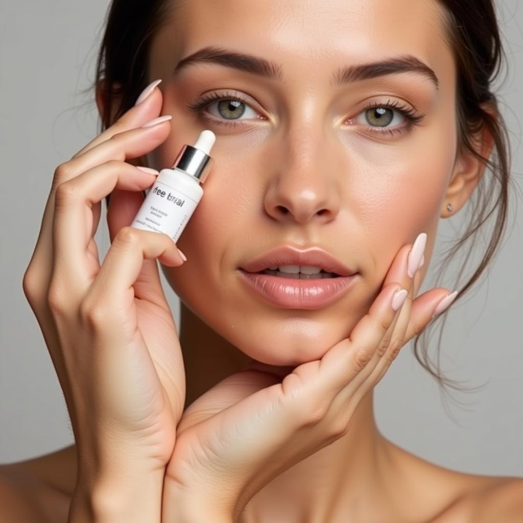 Woman applying free trial serum