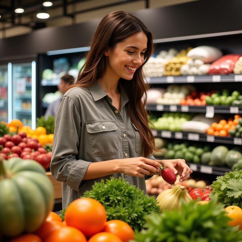 Woman Grocery Shopping for Healthy Food