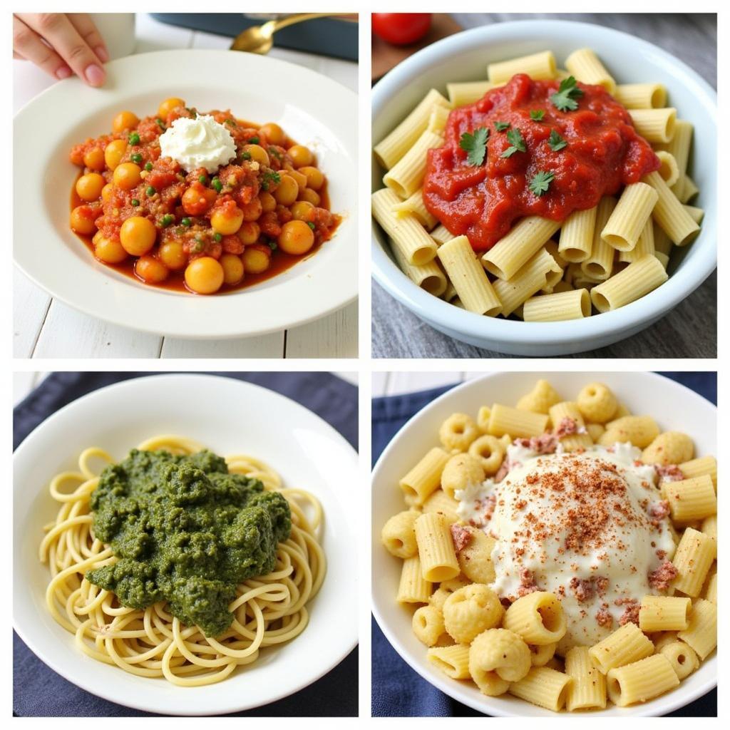 A variety of delicious dishes made with yeast-free pasta.