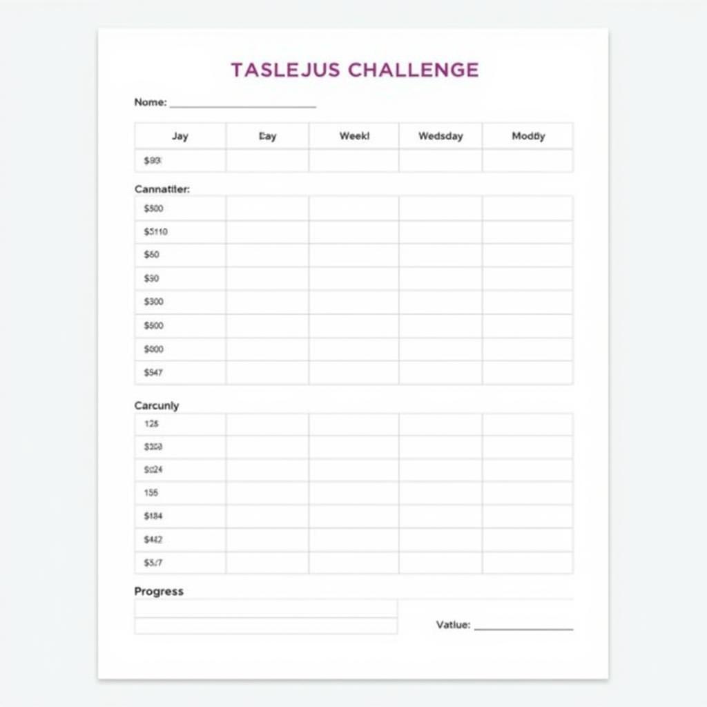 26 Week Savings Challenge Printable Tracker