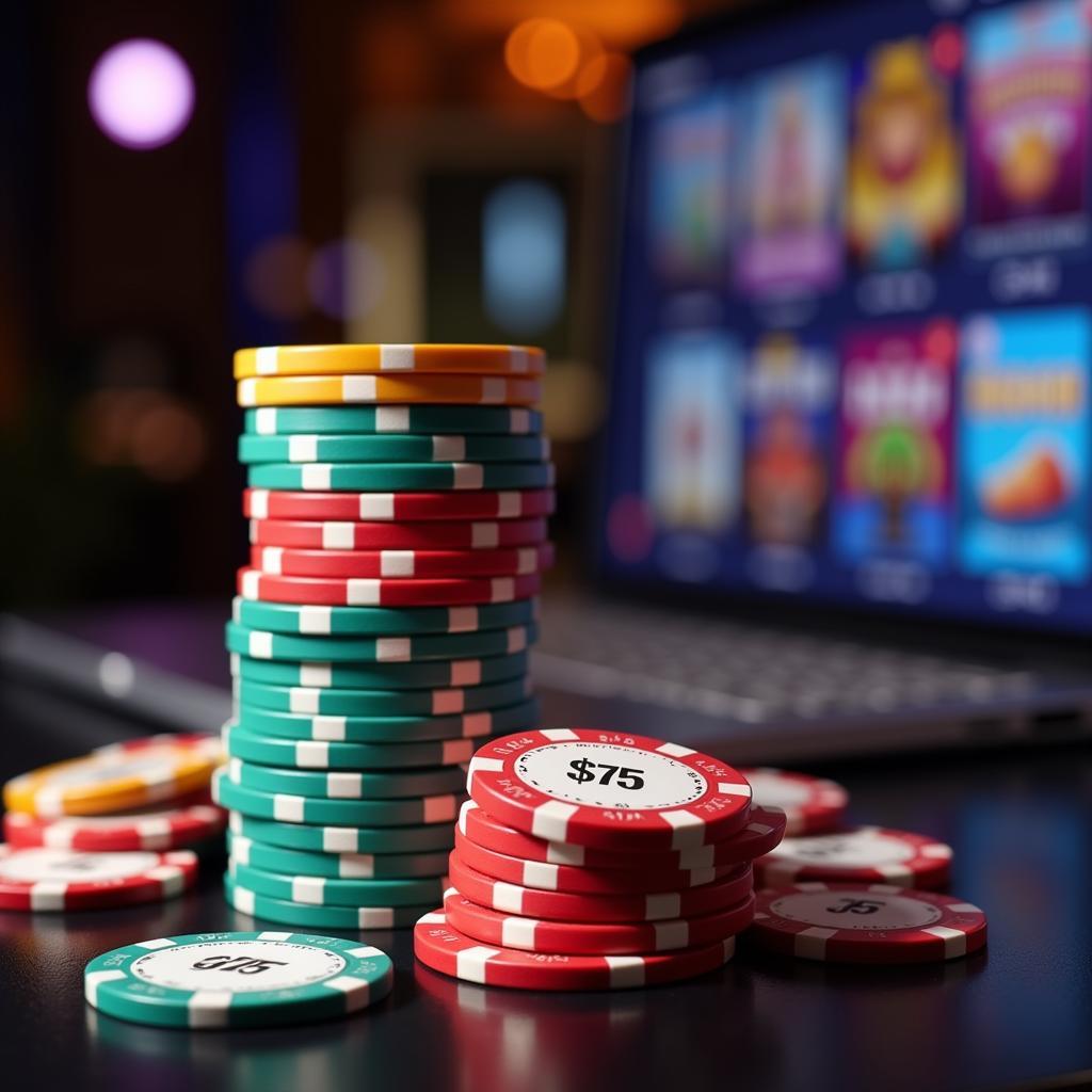 Casino bonus chips with $75 value.