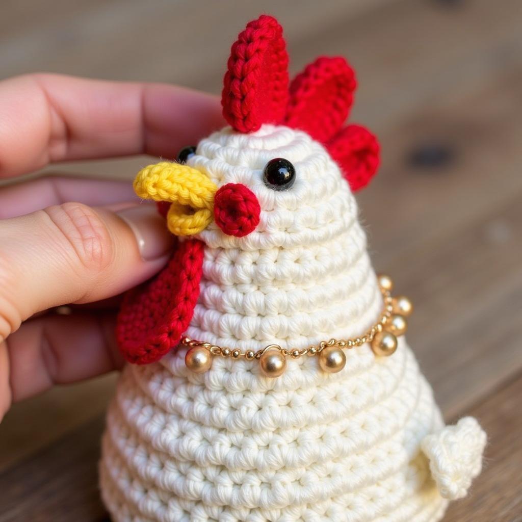 Adding Embellishments to a Crochet Rooster