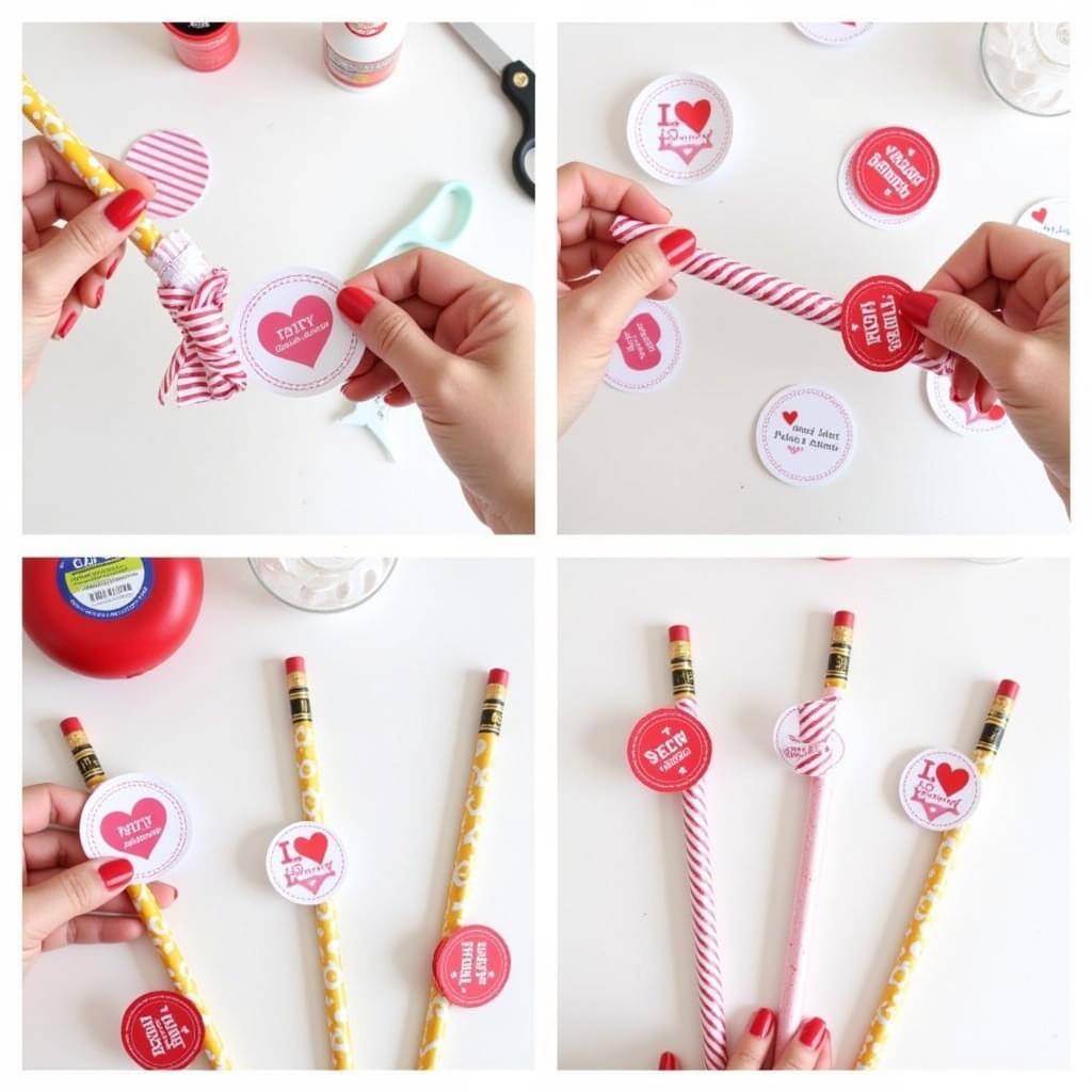 Assembling DIY Pencil Valentines