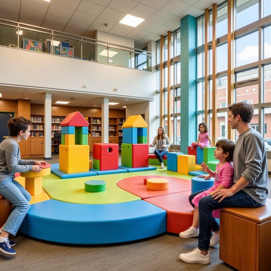 Children enjoying the play area at an Austin Public Library