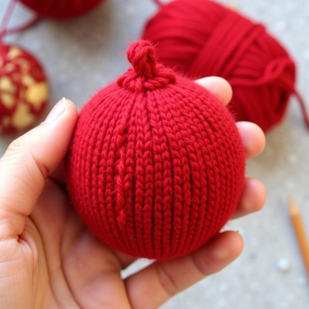 Beginner-Friendly Knitted Christmas Ball Ornament