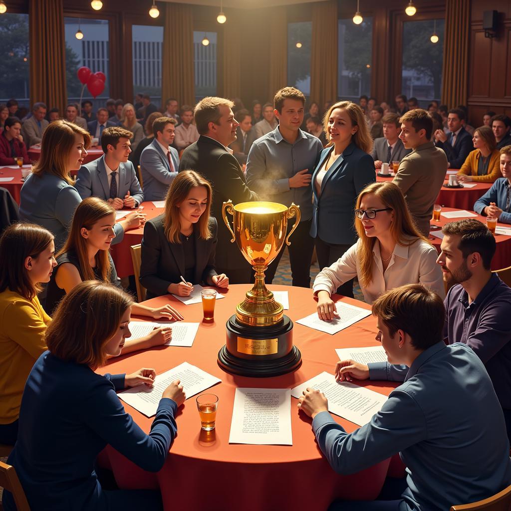 Big Trophy Trivia Competition Scene