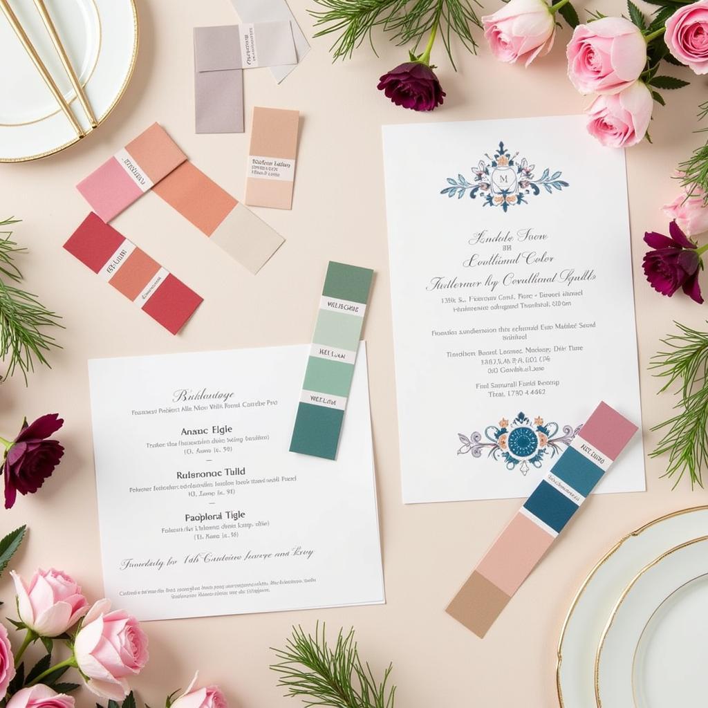 Bridesmaid Dress Colour Swatches with Wedding Decor