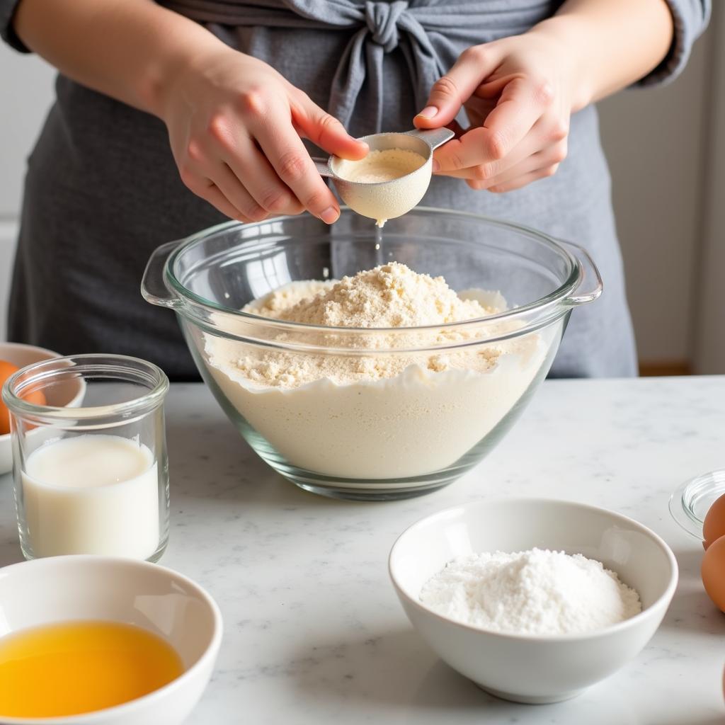 Brown rice flour being used in baking