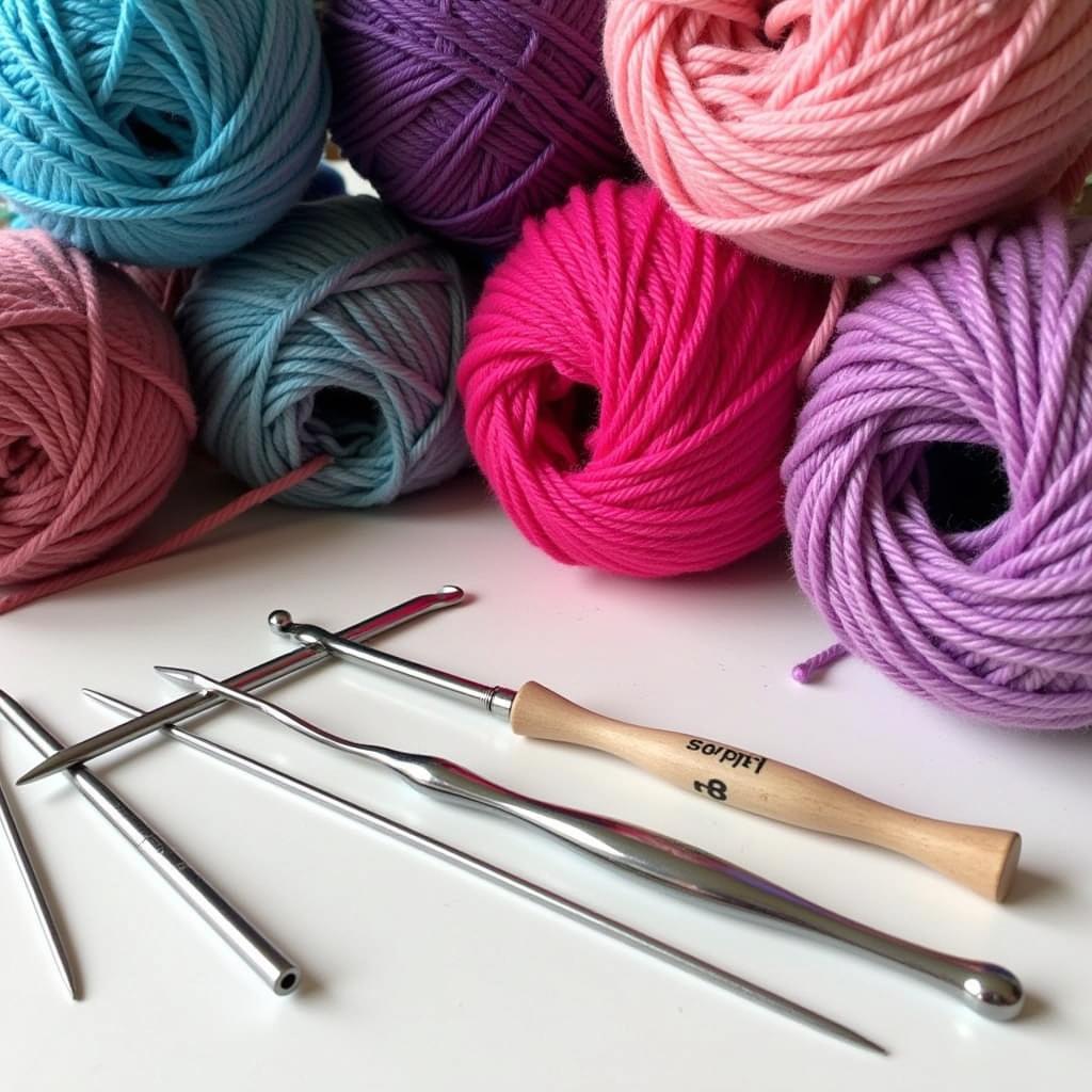 Yarn and Crochet Hooks for Car Seat Blanket