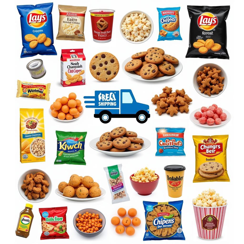 A variety of cheap snacks with free shipping.