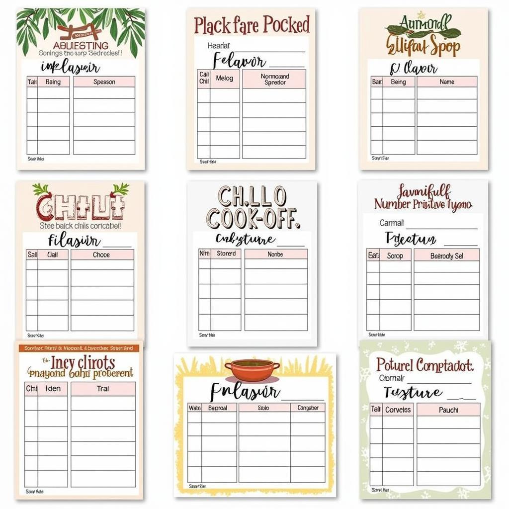 Printable Chili Cook-Off Scorecards for Fair Judging