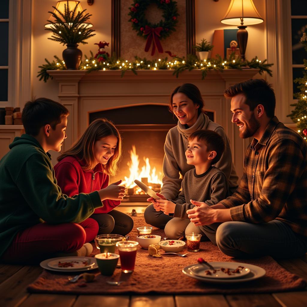 Family Playing Christmas Charades