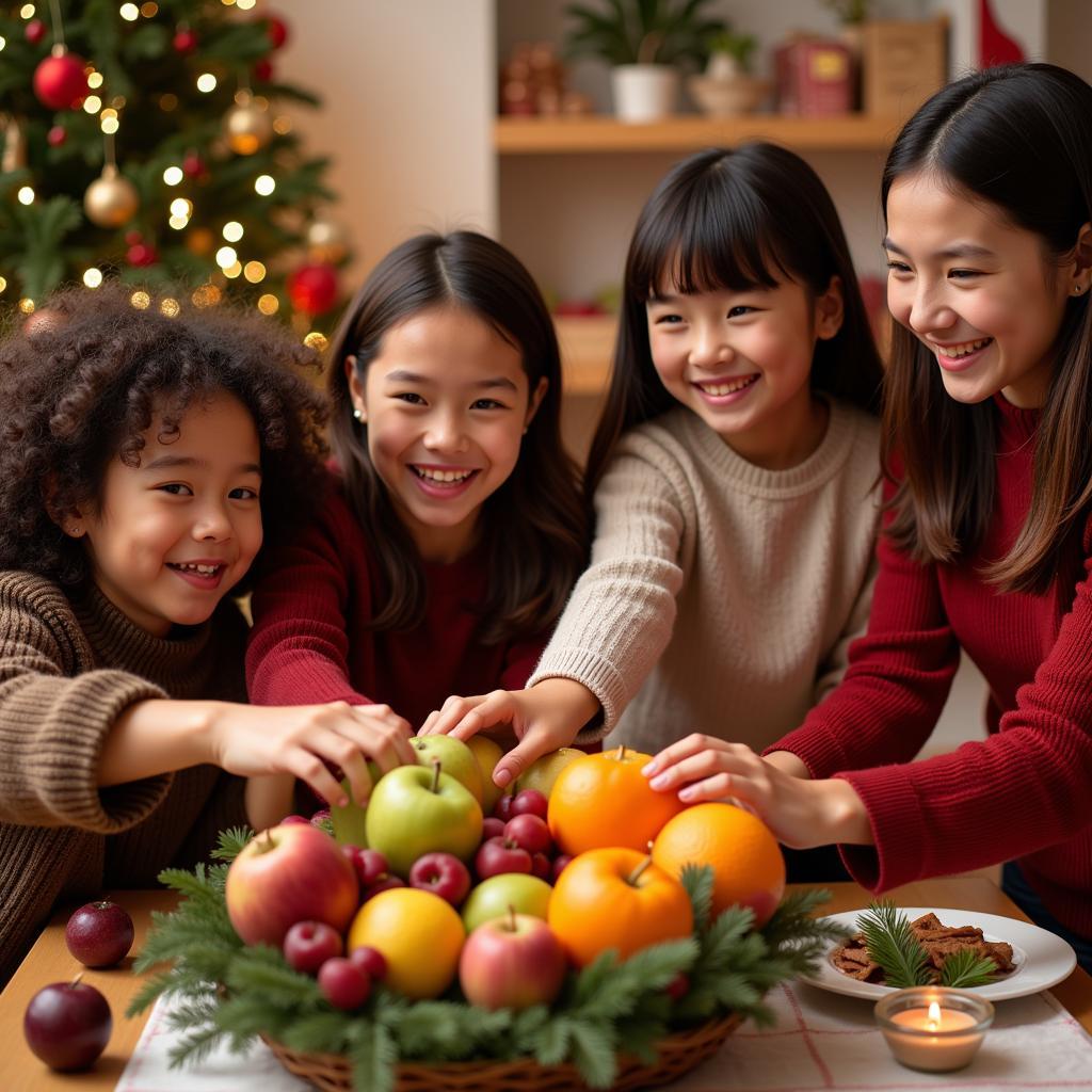 Christmas Fruit Basket Gift Giving