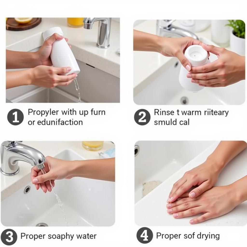 Cleaning a BPA-free spray bottle with soap and water.