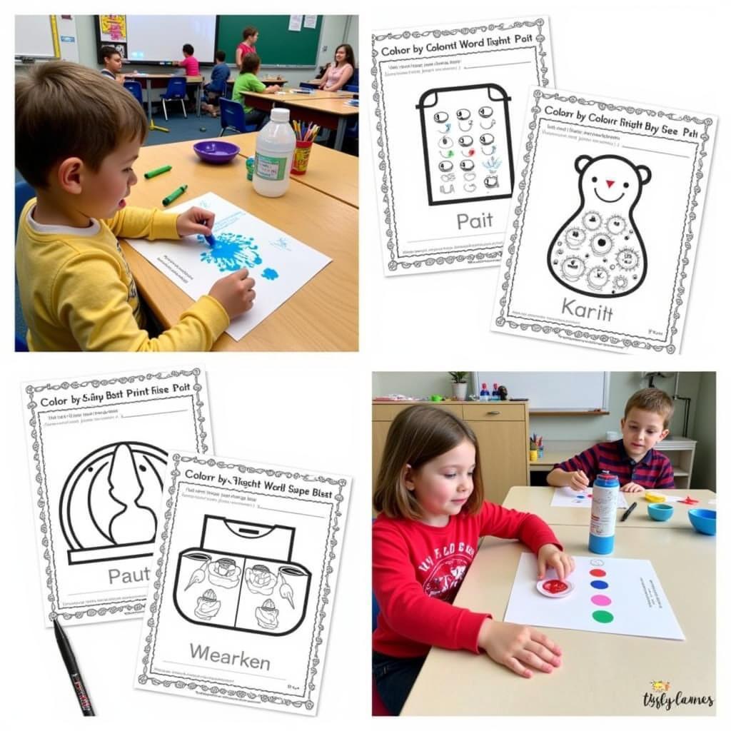 Different color by sight word free activity setups