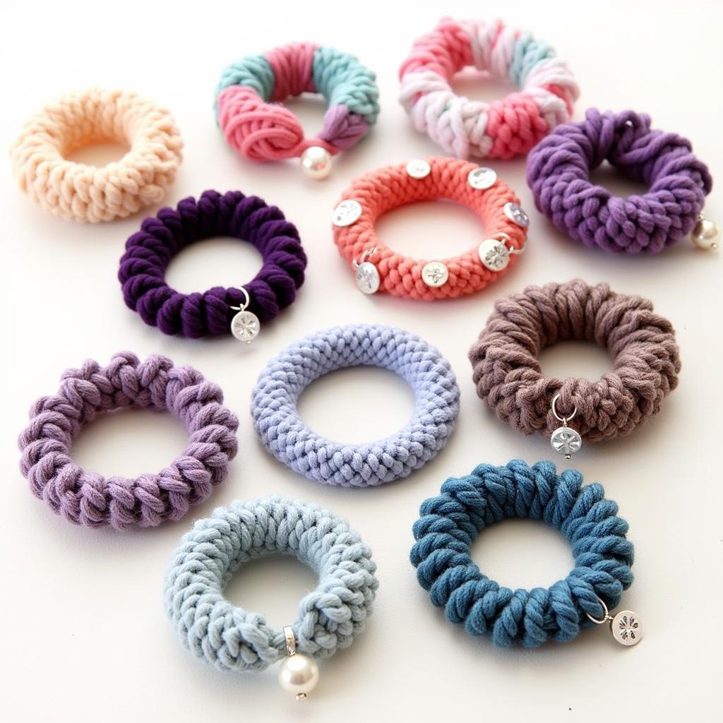 Various Crochet Hair Tie Designs