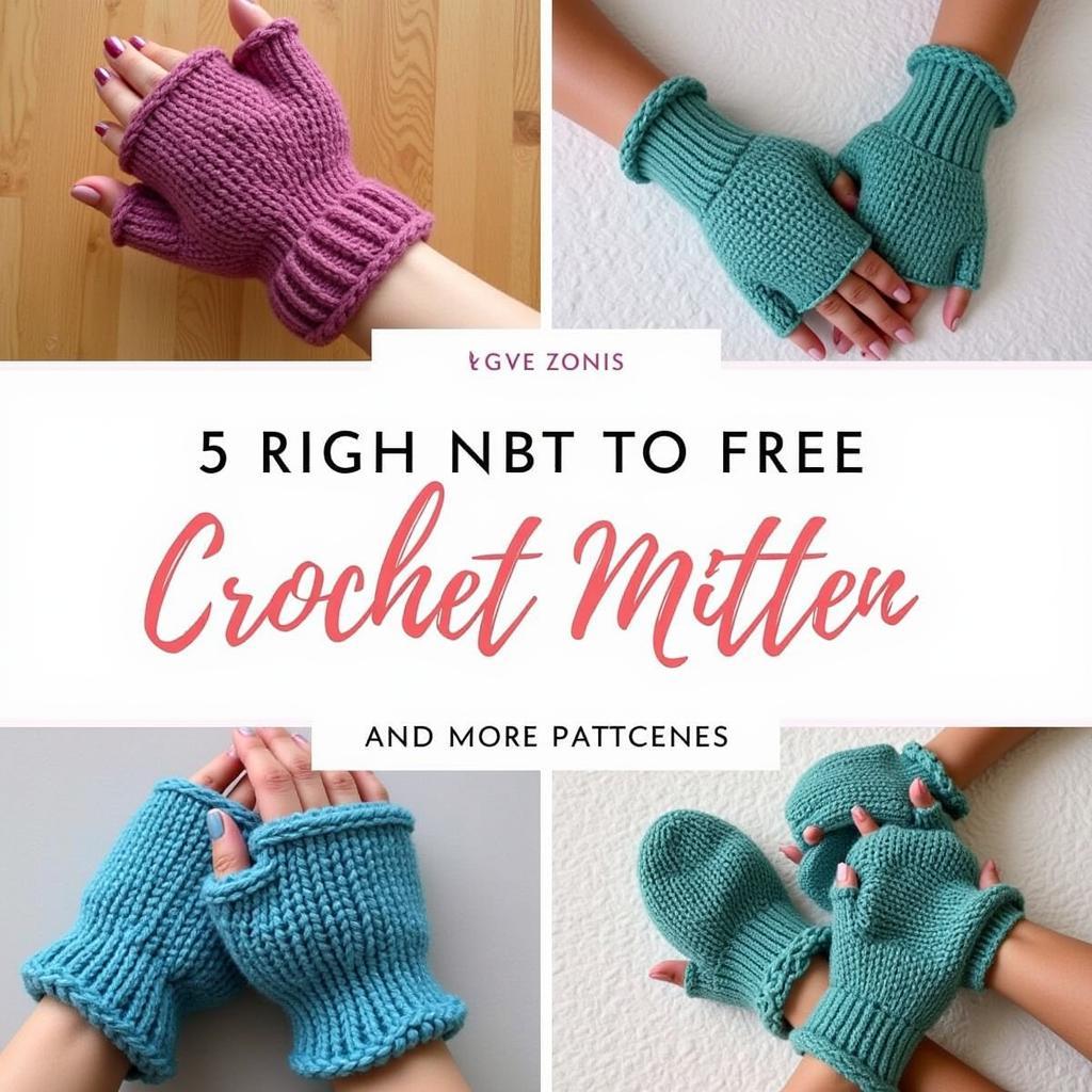 Finished Crochet Mittens in Various Colors and Styles