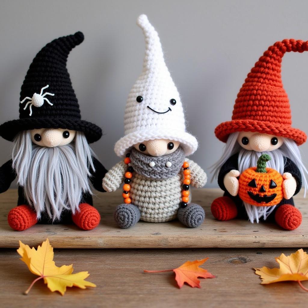 Custom Halloween Crochet Gnome with Embellishments