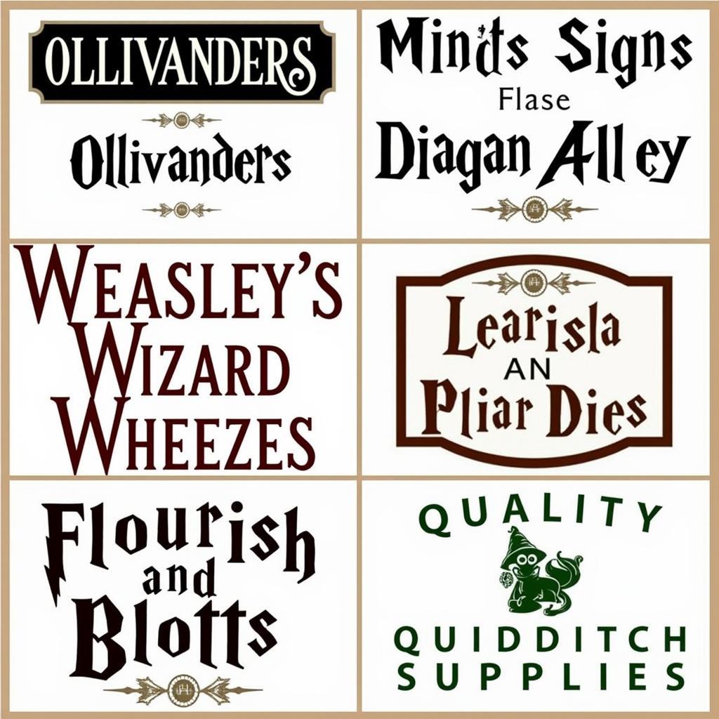 Collection of Diagon Alley Shop Signs