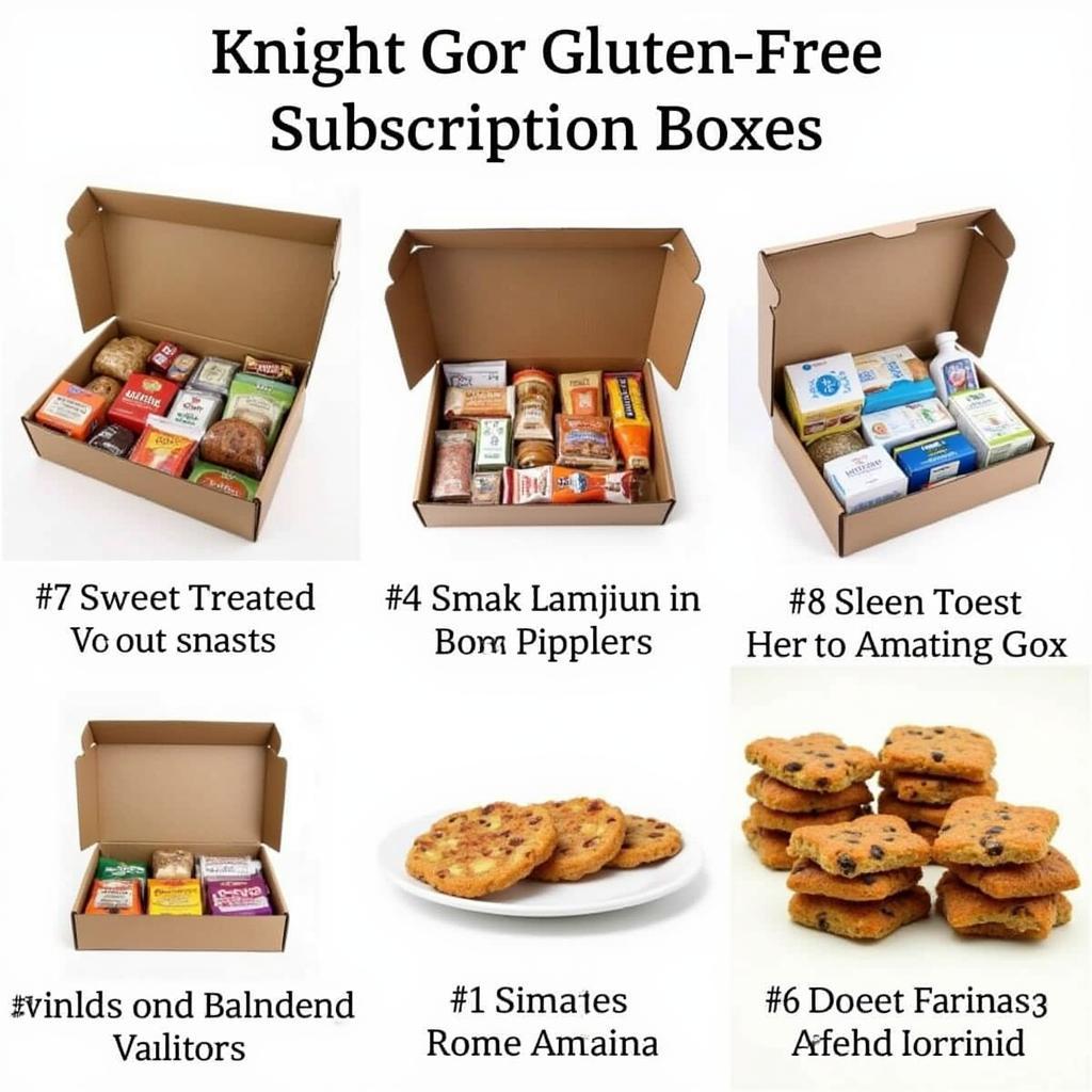 Various gluten-free subscription boxes showcasing different themes and contents.