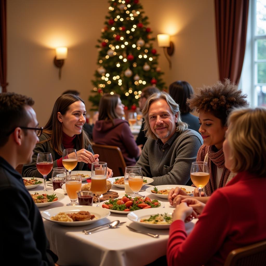 Diverse Group Enjoying Christmas Dinner