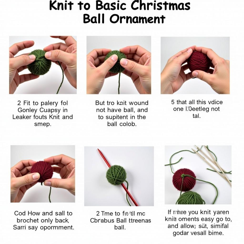 Easy Knitted Christmas Ball Pattern: A step-by-step tutorial on knitting a simple Christmas ball ornament, with clear instructions and close-up photos of each stage.