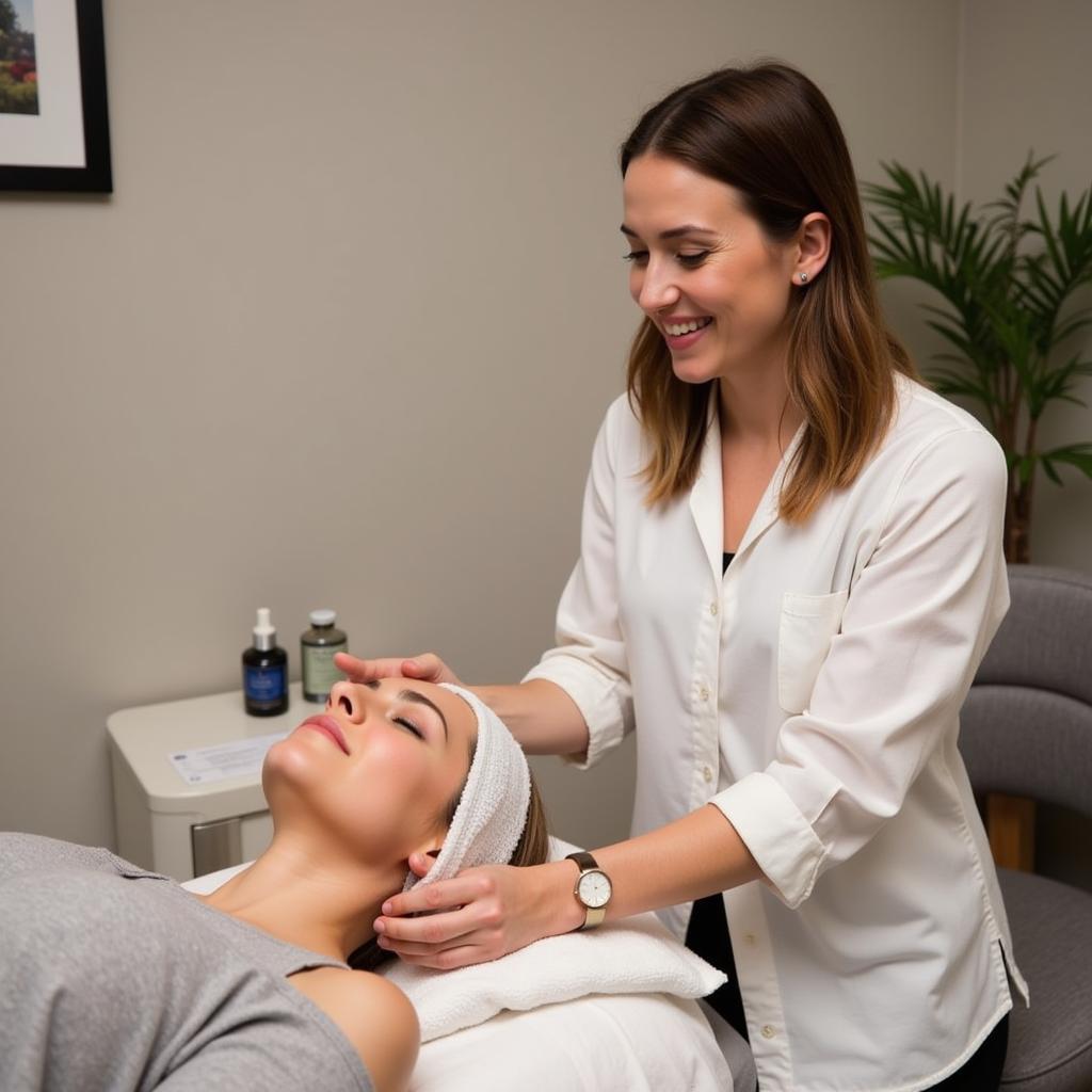 Esthetician Performing Facial Treatment