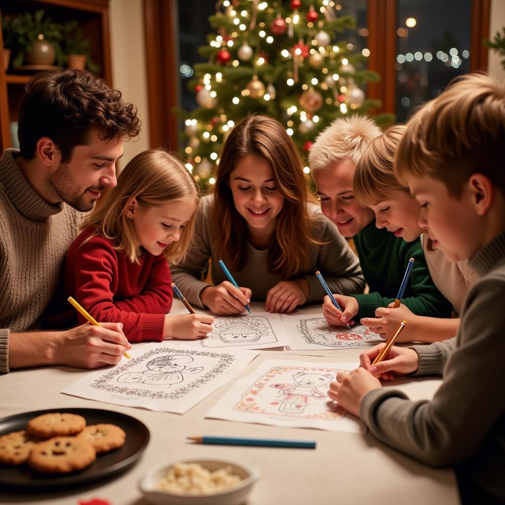 Family Coloring 12 Days of Christmas Pages