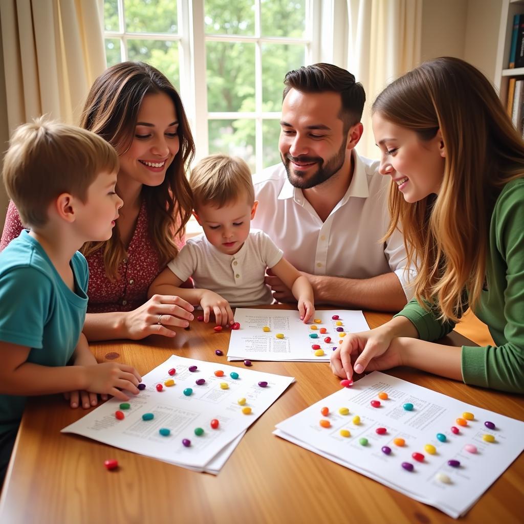 Family Using Jelly Bean Prayer Printable Together