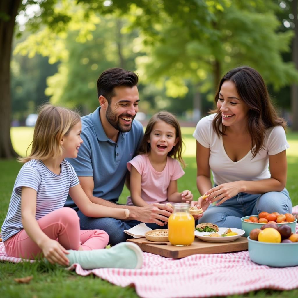 Family Enjoying a Plastic-Free Picnic