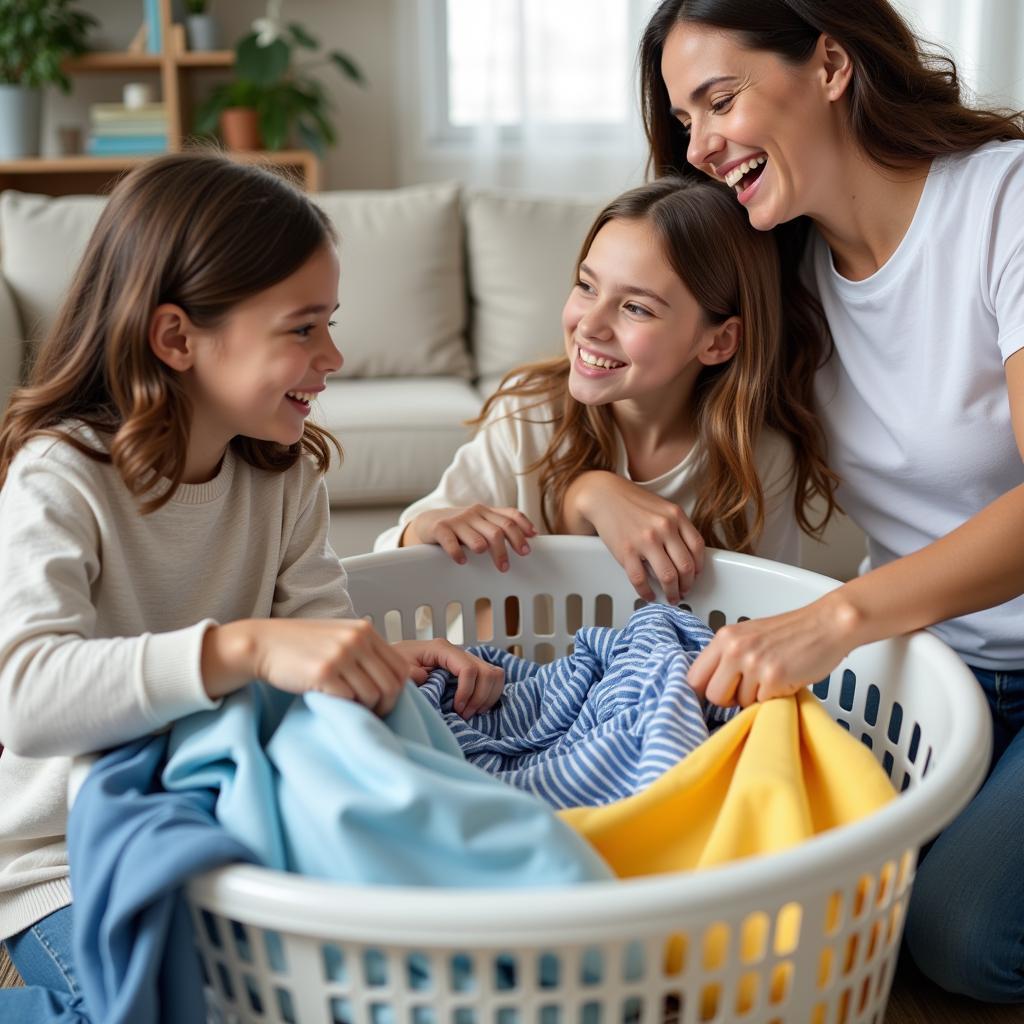 Family Using Soap Free Laundry Detergent